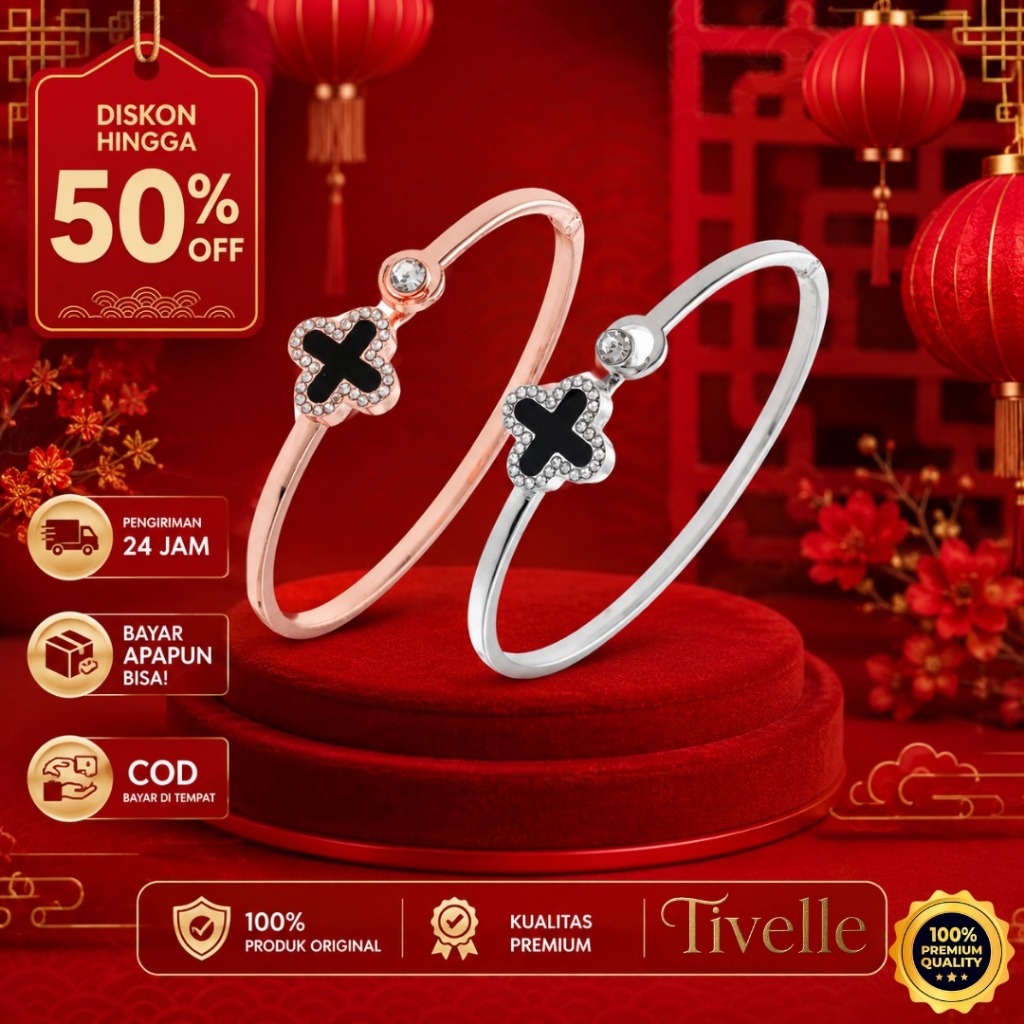 Tivelle Jewelry สร้อยข้อมือกําไลข้อมือเพทายโคลเวอร์ | สร้อยข้อมือที่นําการออกแบบคลาสสิกจับคู่กับสัมผ