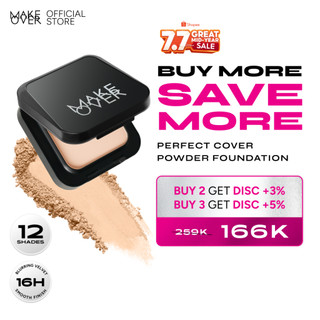 NEW! MAKE OVER Perfect Cover Powder Foundation - TWC Two Way Cake Cover Melt and Blur Powder 16H Blurring Velvet Smooth Finish Bedak Padat Compact High Coverage Ringan Wajah Flawless Make Up Tahan Lama Non-Comedogenic BEST SELLER
