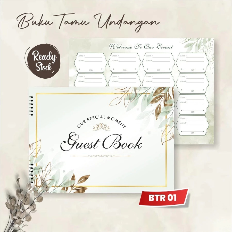 SIMPLE ELEGANT WEDDING GUEST BOOK CODE BTR 01