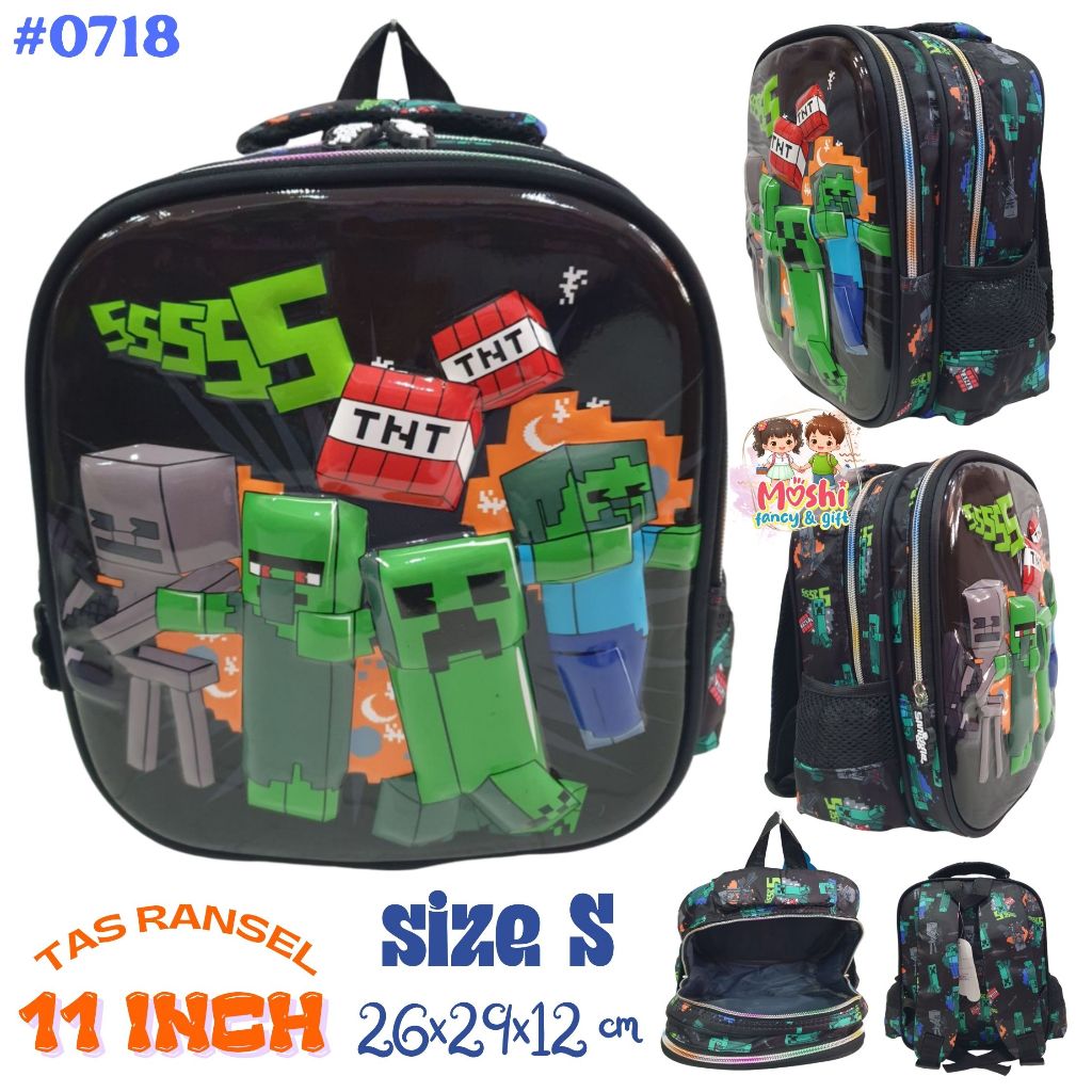 Minecraft TNT Motif กระเป๋าเป้เด็ก / Minecraft TNT Motif Boys School Bag Minecraft TNT Boys Backpack Minecraft TNT - Size S