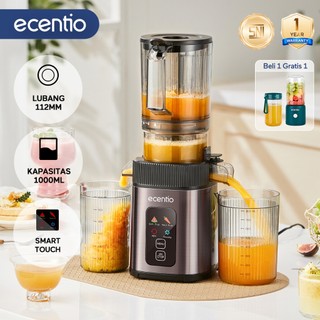ecentio Smart Slow Juicer 1000ml Besar Cerdas Panel Sentuh Lubang 112mm 99% Ekstraksi Juicer Buah Tanpa Ampas Multifungsi Garansi Resmi 1 Tahun