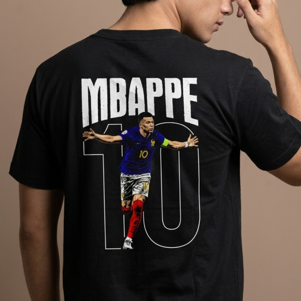 เสื้อยืด MBAPPE FRENCH REGULAR COTTON 24S สําหรับผู้ชายและผู้หญิง
