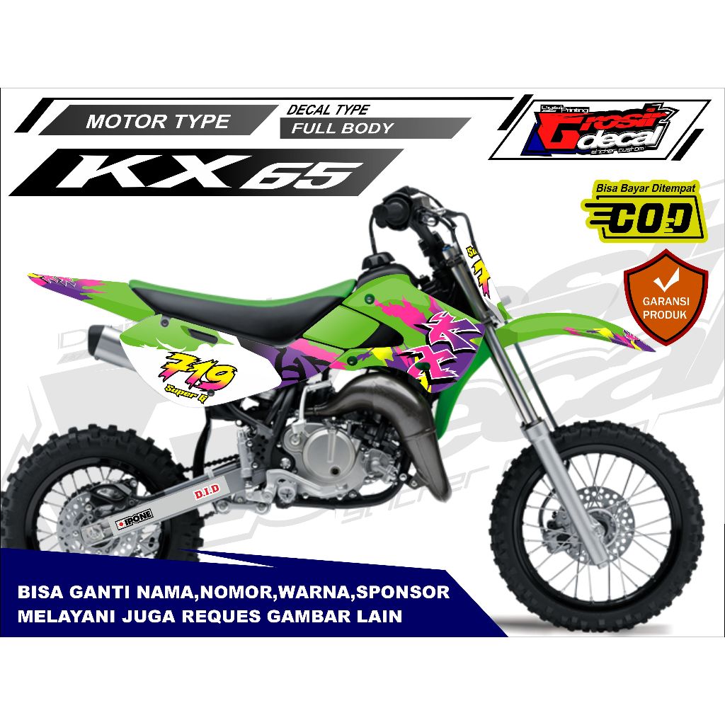 สติ๊กเกอร์เต็มตัว Kawasaki KX 65 ฟรีกําหนดเอง