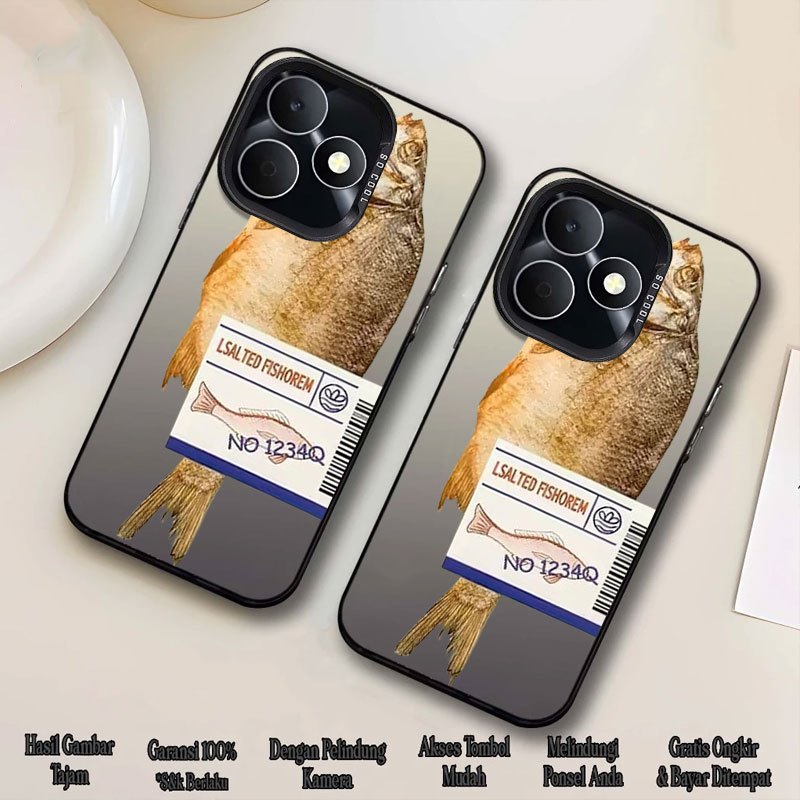 HP Softcase IMD สีดํา Minimalist Fish Motif พรีเมี่ยมป้องกันโทรศัพท์สําหรับ Realme 3 5 Pro C11 C12 C