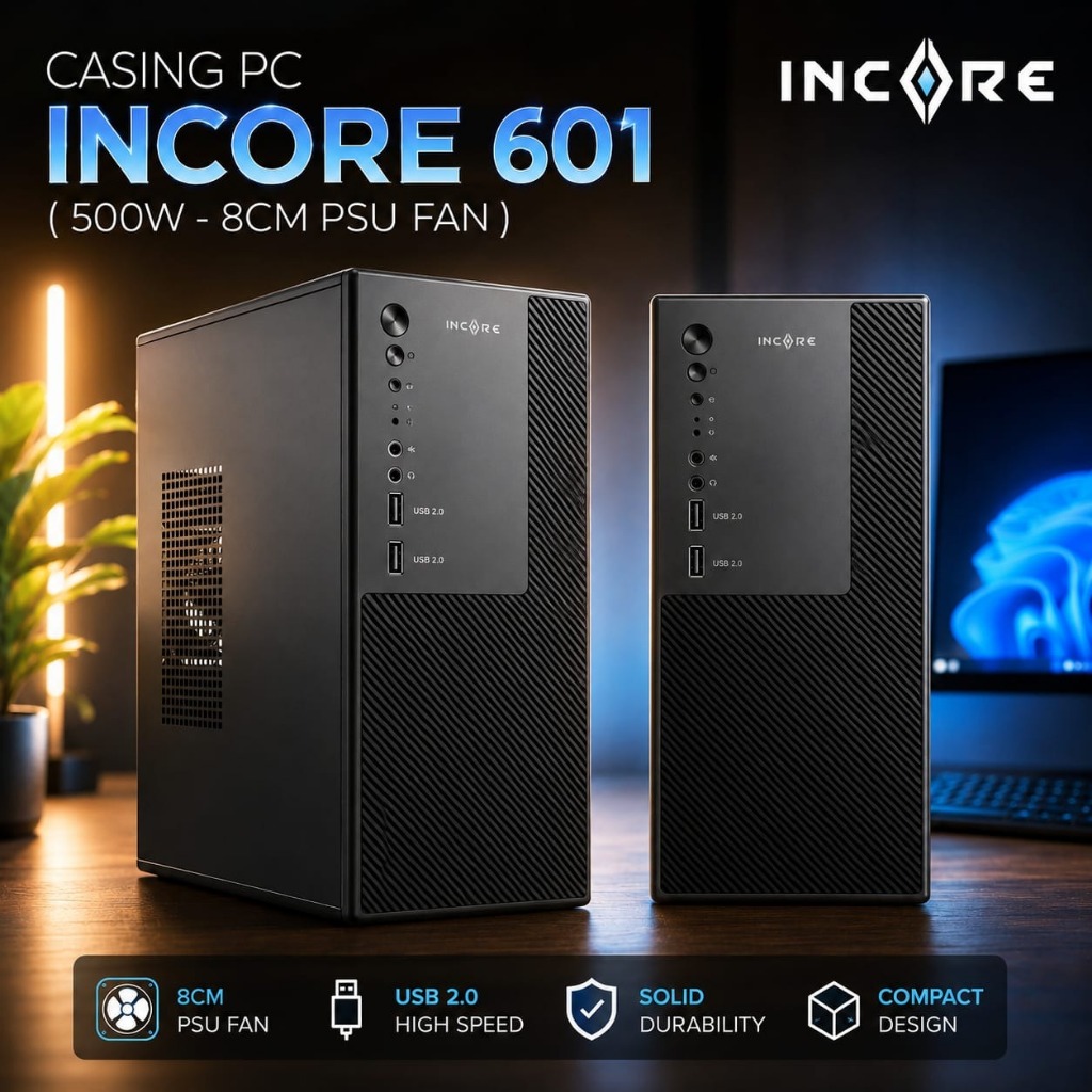 INCORE PC Office PSU 500W Micro ATX 601 604 ปลอกรวม PSU - Medan คอมพิวเตอร์ขายส่ง - คอมพิวเตอร์
