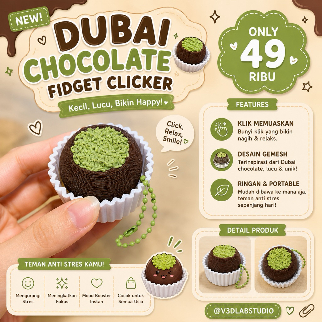 ของเล่น Matcha Fidget clicker / ช็อคโกแลตดูไบ fidget clicker