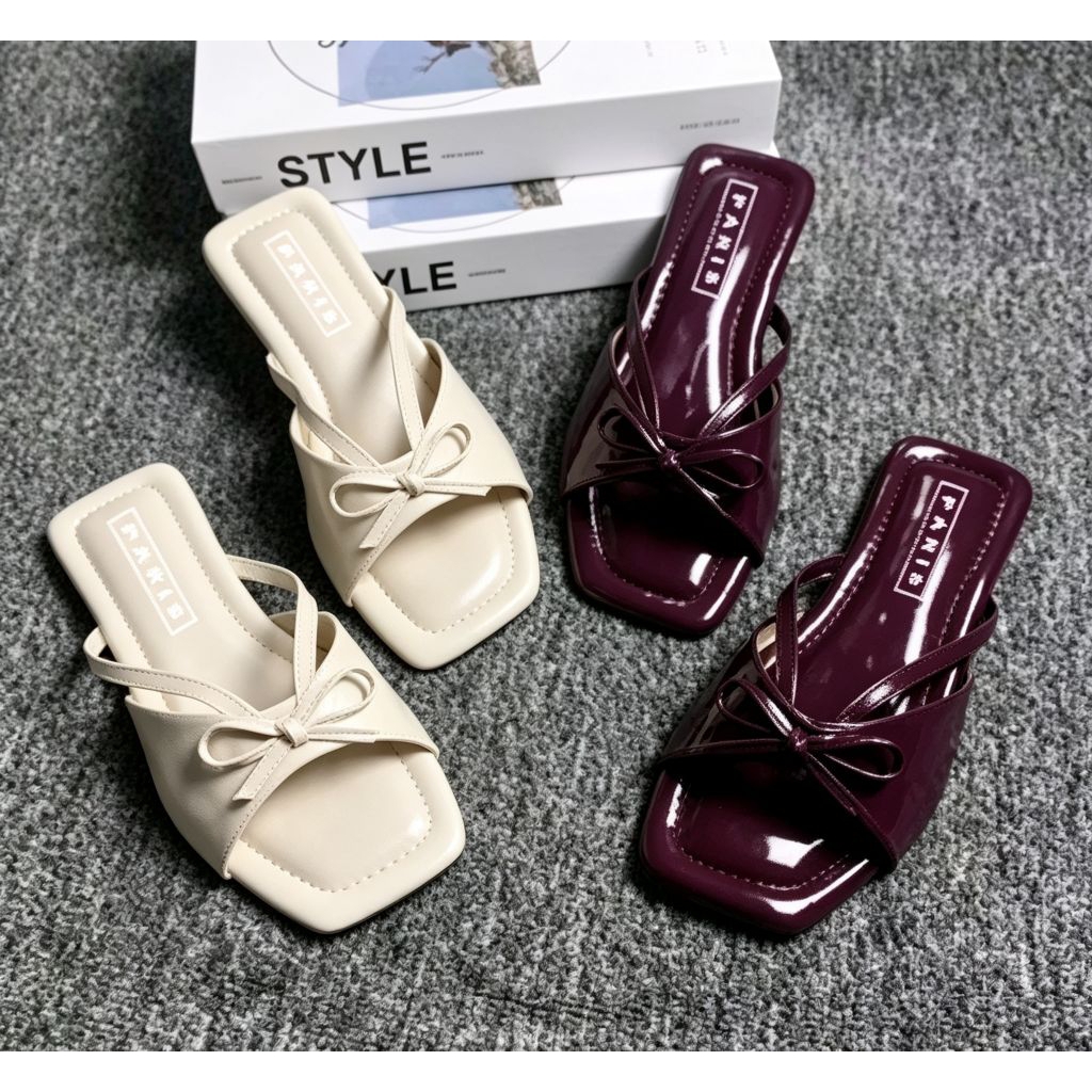 YORA Sandal keteplek Selop Strap Edge Ribbon B