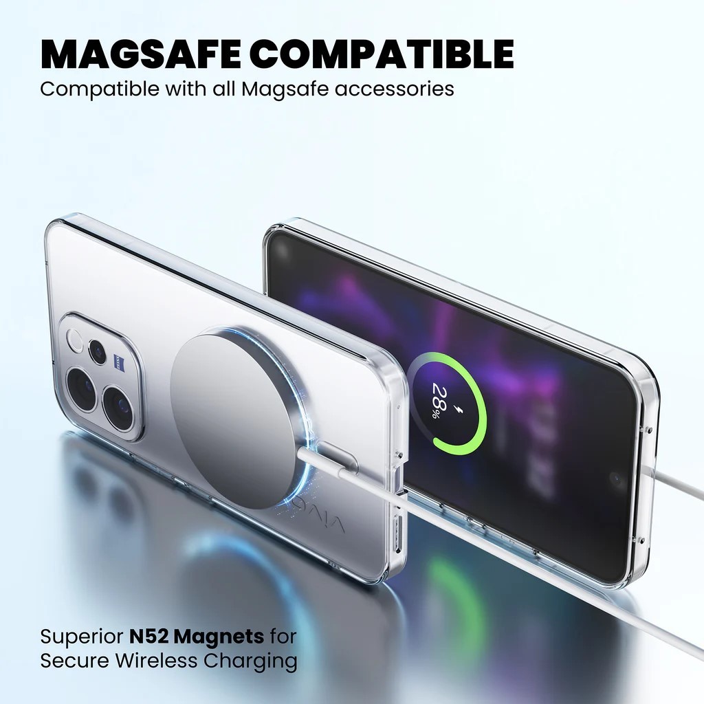 [แฟลช] MAGSAFE CLEAR Vivo V70 5G V70 FE Case Ori Magnet Safe Fast Charging Wireless Hardcase Acrylic