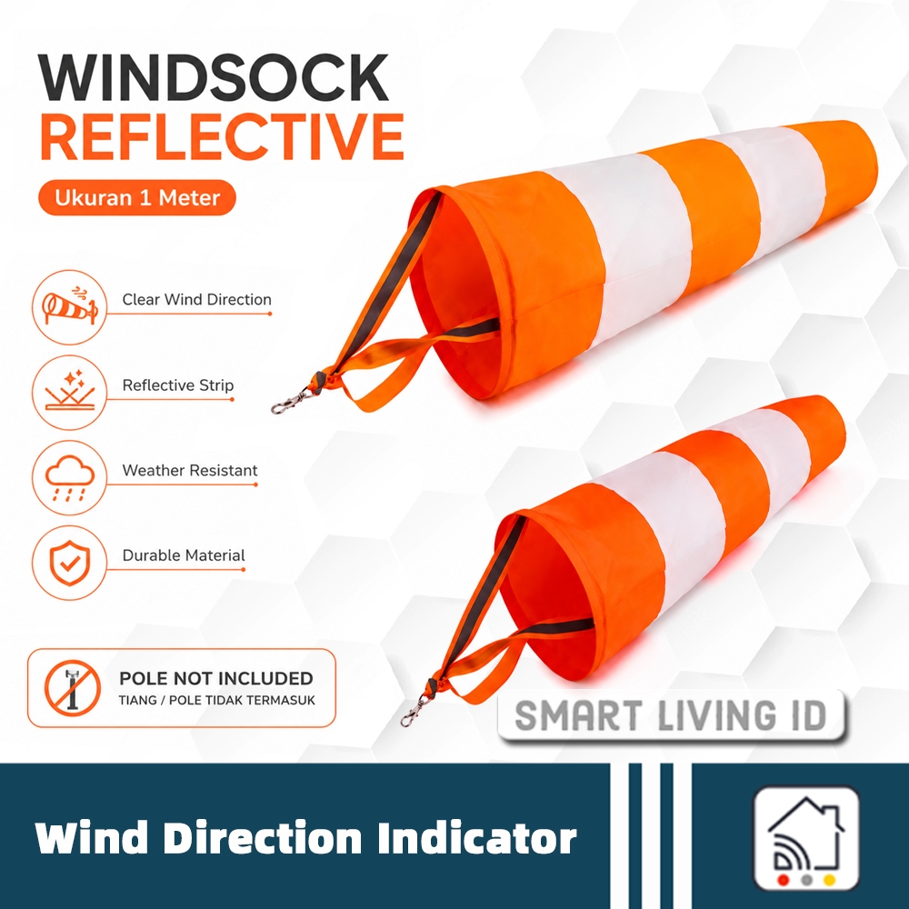 Windsock เครื่องมือตัวบ่งชี้ทิศทางลม Airport 1M ความปลอดภัยกันน้ําตัวบ่งชี้ทิศทางลม โครงการสะท้อนแสง