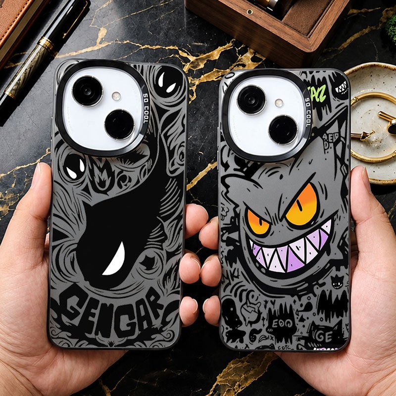 Softcase IMD Black Motif Gengar Minimalist Premium Protector HP สําหรับ Tecno Camon 40 Pro 50 Pova 7