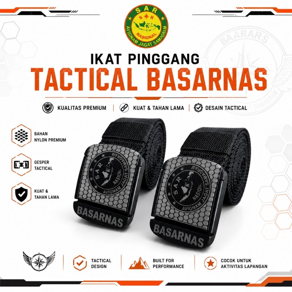 Basarnas Tactical Belt สีดํา Basarnas Tactical Belt