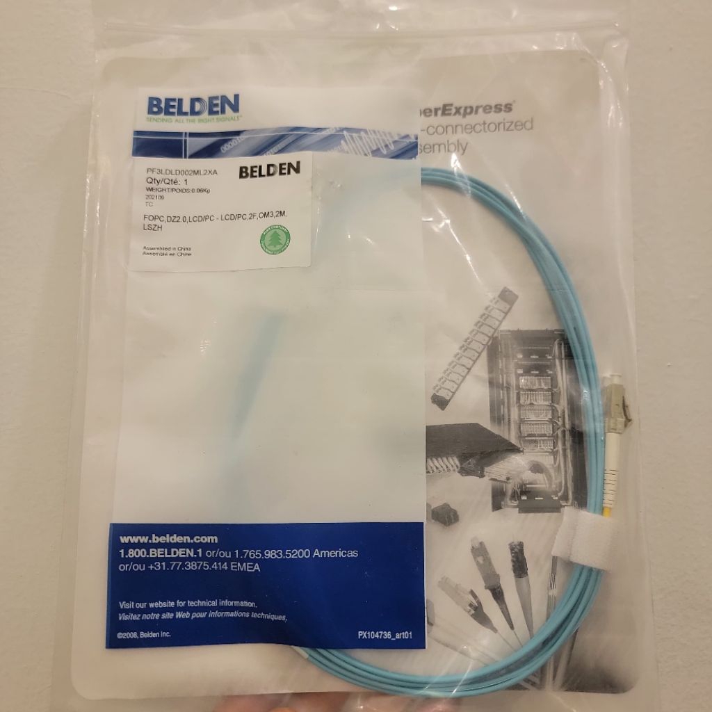BELDEN PATCHORD LC LC MULTIMODE OM3 DUPLEX 2METER CABLE
