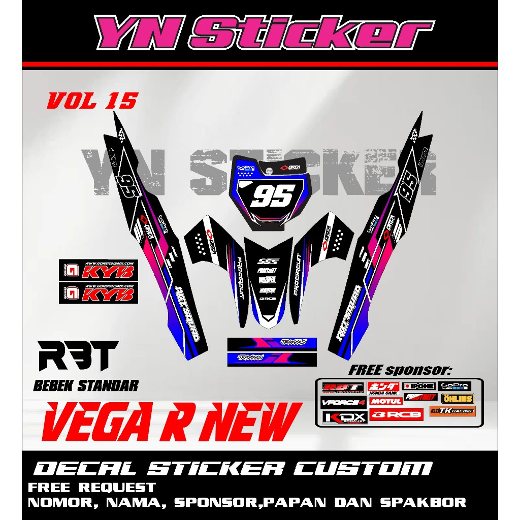 สติ๊กเกอร์ดีคอลใหม่ล่าสุด RBT VEGA R ใหม่ใหม่ล่าสุด RS VOL 15 ฟรี REQUEST NAME NUMBER และ SPONSOR