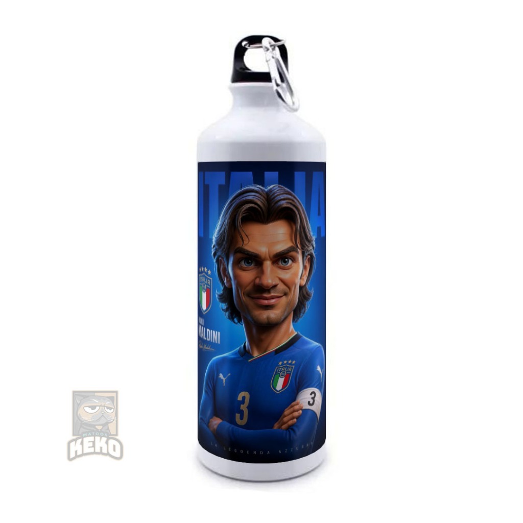 Paolo Maldini 3D การ์ตูน AC Milan & Italy Defensive Legend Sport Bottle