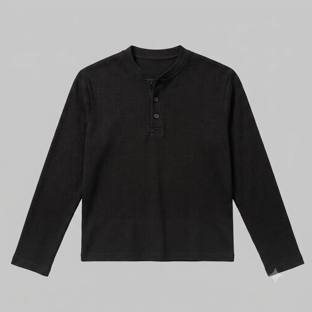 เสื้อยืดแขนยาว Henley | เสื้อเชิ้ตแขนยาวลําลองสําหรับบุรุษติดกระดุม Henley