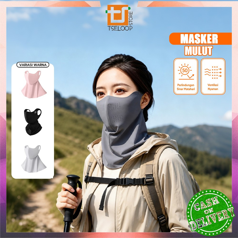 OFM-C1675 ผ้าไหมน้ําแข็งปากหน้ากากป้องกันกลางแจ้ง Anti UV UPF50+ ล้างทําความสะอาดได้ / Full Face คอห