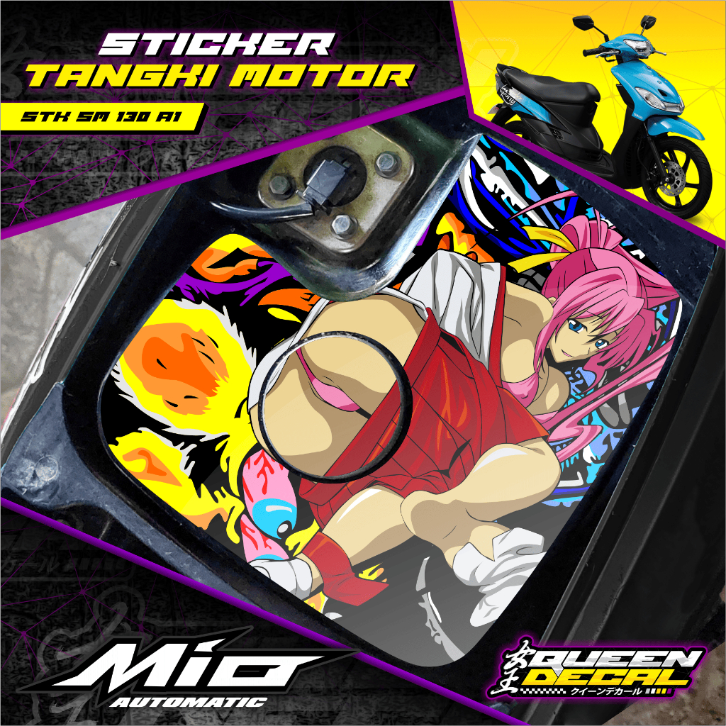 Mio Sporty Motorcycle Tank Cover Sticker with Japanese Anime Character Design - Mio Sporty Motorcycl