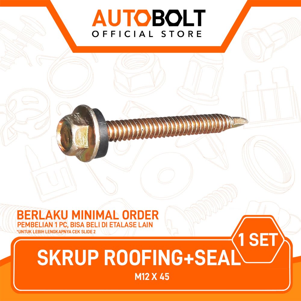 PARTY Roofing Screw + ซีล M12 x 45 สกรู Bolt Bolt SDS ยางเจาะเหล็กจับ 12 มม. x 45 มม. 12 45 มม. m12x