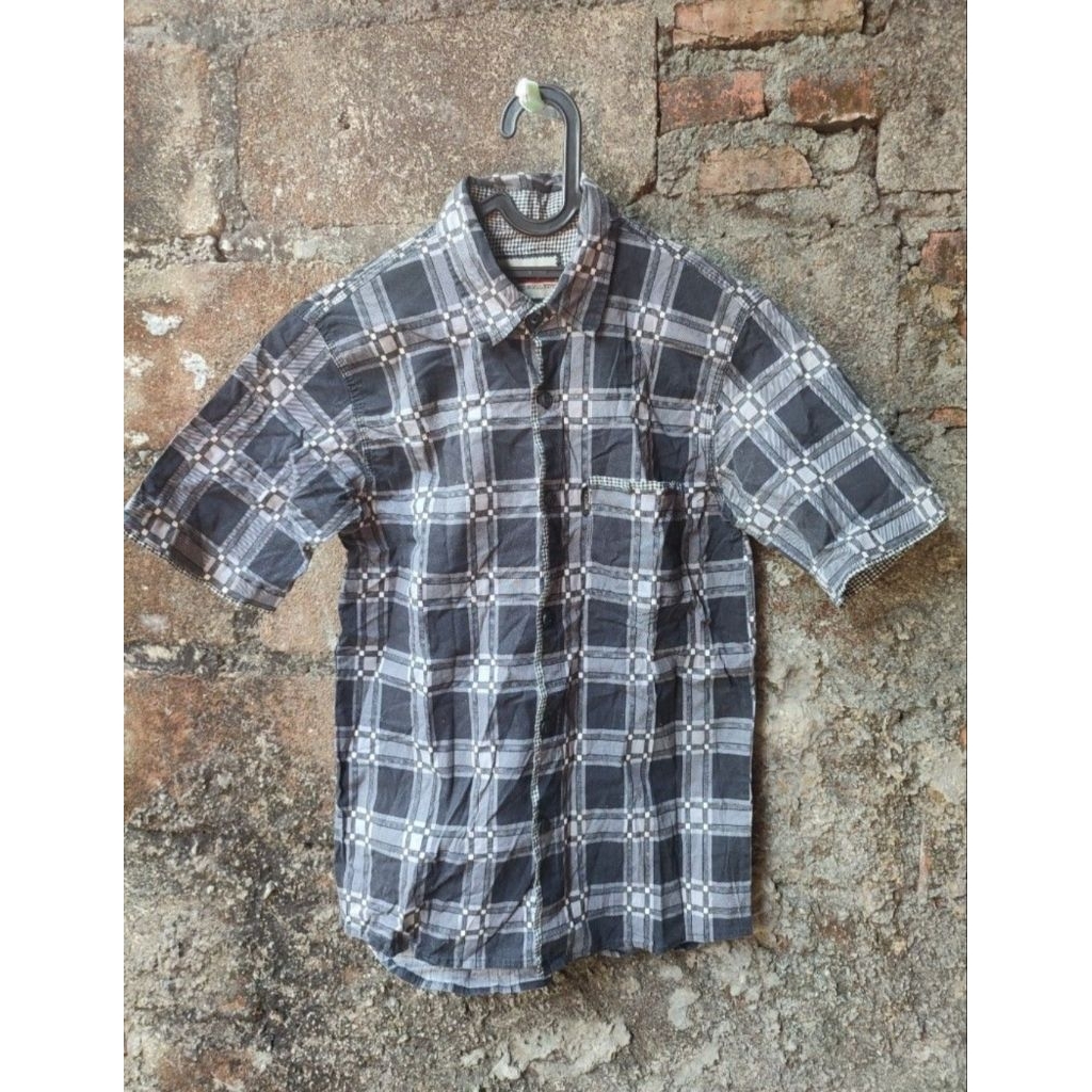 KATUN KEMEJA IXION เสื้อเชิ้ตผ้าฝ้ายผู้ชาย Monochrome Tartan
