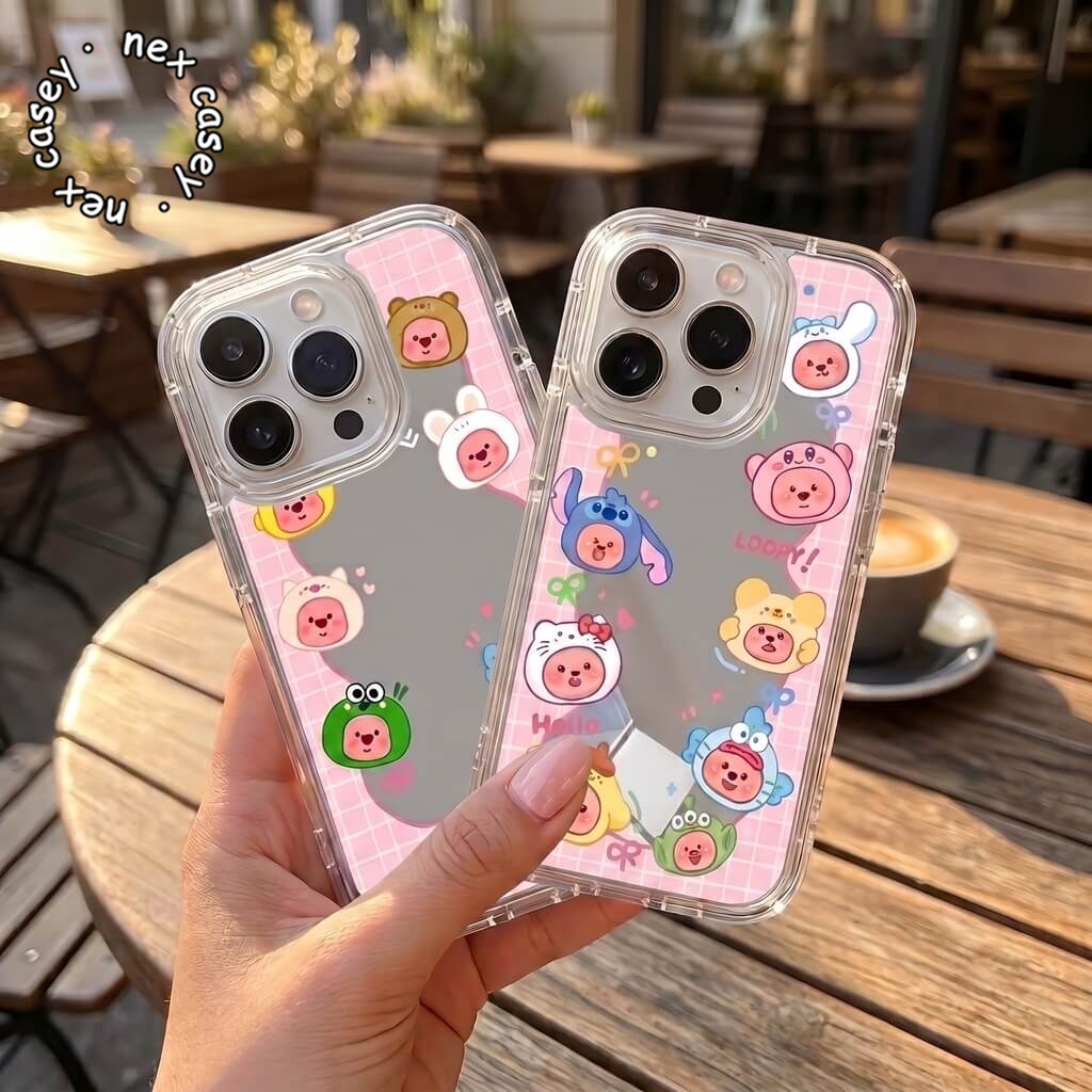 CASE CASING MIRROR CLEAR MOTIF LOOP LOOP สําหรับ OPPO A1K A3 A3S A3X A5 A5S A6 A6X A9 A15 A16K A17 A