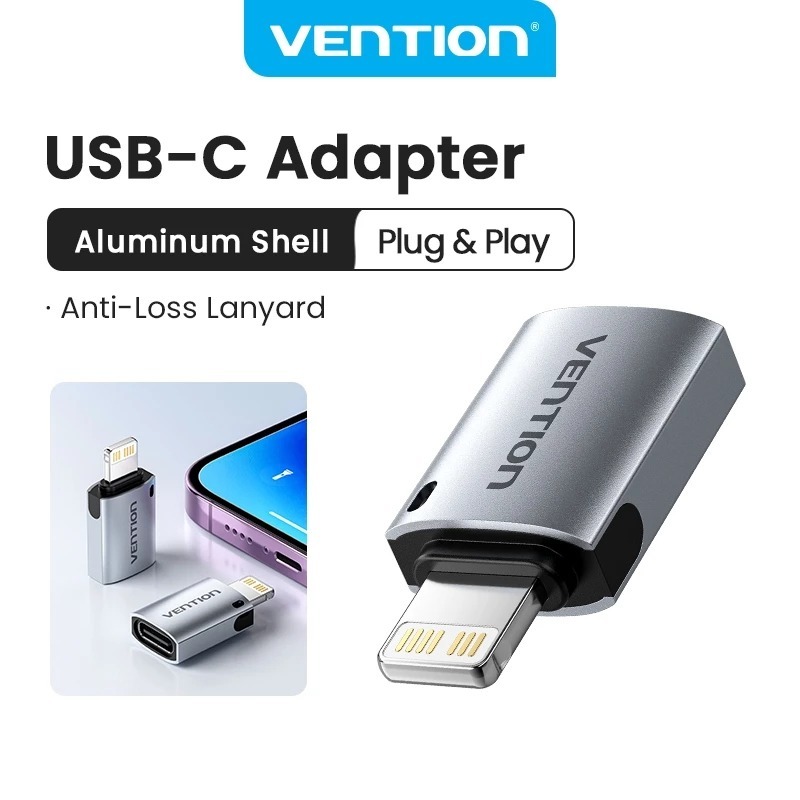 Vention OTG Lightning เป็น USB C Female Adapter Converter iPad iPhone