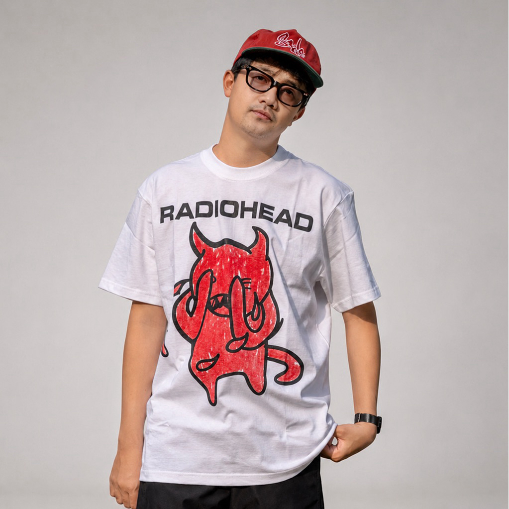 RADIOHEAD - DEVIL MAY CRY TSHIRT สีขาว | เสื้อยืดวงดนตรี