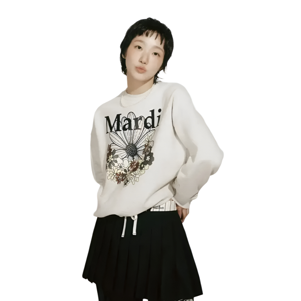 เสื้อสเวตเตอร์ คอกลม Mardi Mercredi Cream Oatmeal FlowerMardi Jardin
