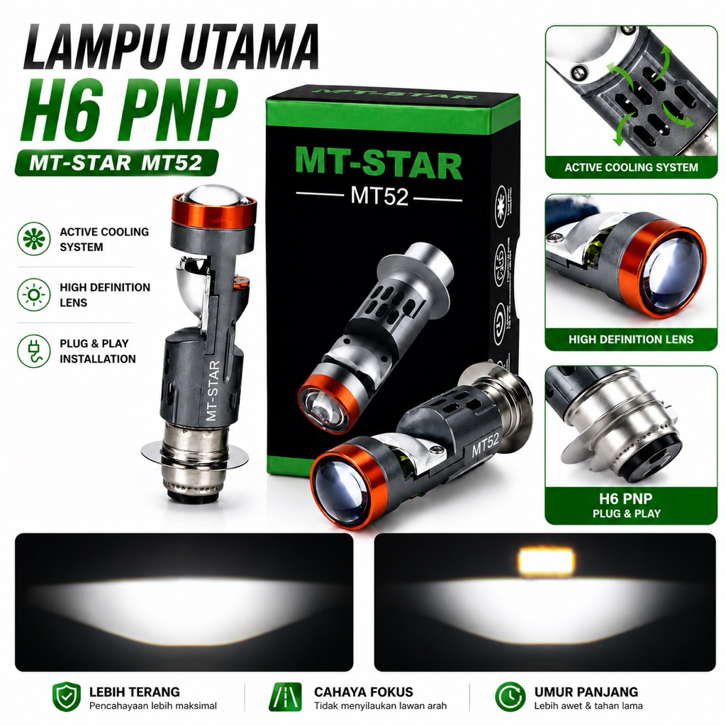 MT STAR MT52 HEADLIGHT - H6 SOCKET HEADLIGHT เลนส์สีน้ําเงิน