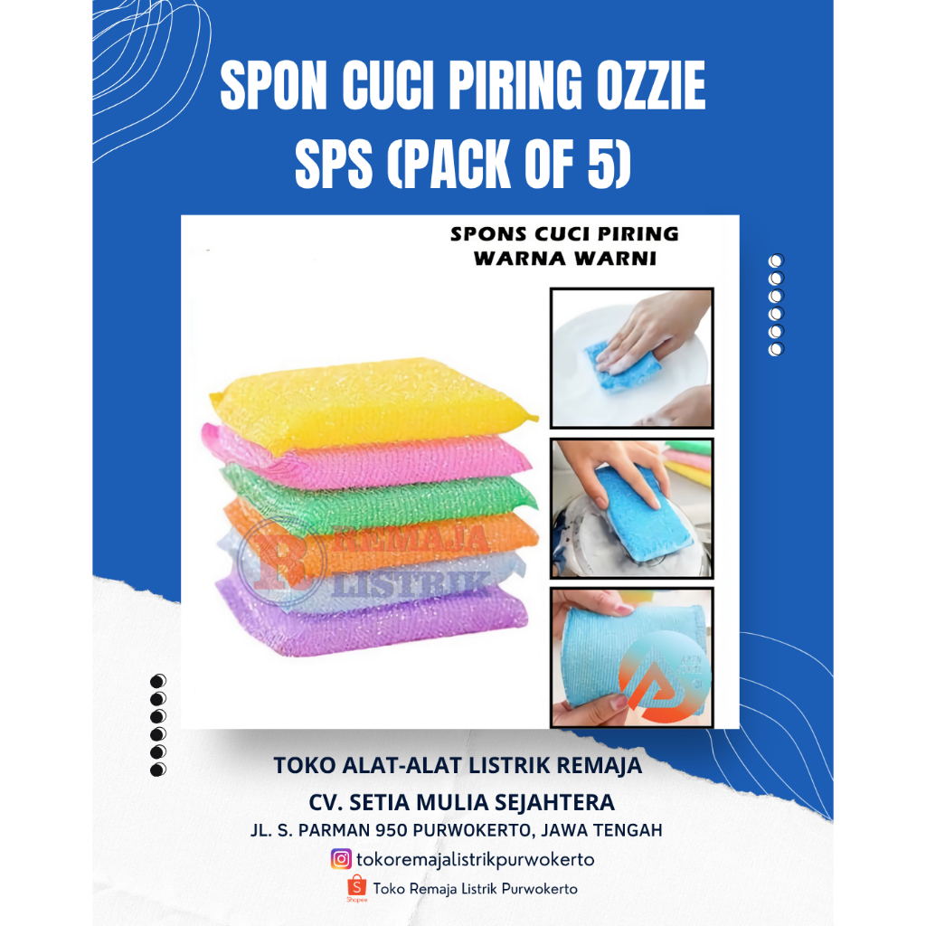 Ozzie / Orlee ฟองน้ําขัดล้างจานสีสันสดใส 5 ชิ้น