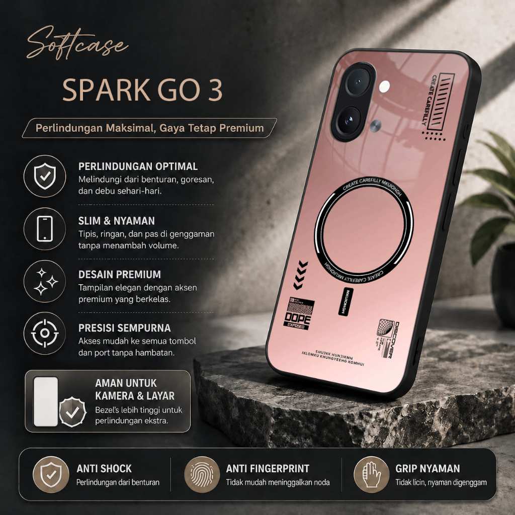 Softcase Glass Glitter สําหรับ Tekno Spark Go 3 - ปลอก Hp Tekno Spark Go 3 - เคสป้องกัน Hp Tekno Spa