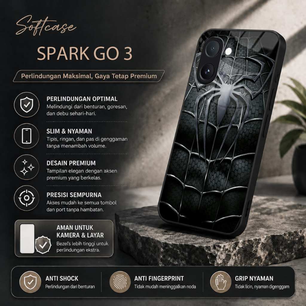 Softcase Glass Glitter สําหรับ Tekno Spark Go 3 - ปลอก Hp Tekno Spark Go 3 - เคสป้องกัน Hp Tekno Spa