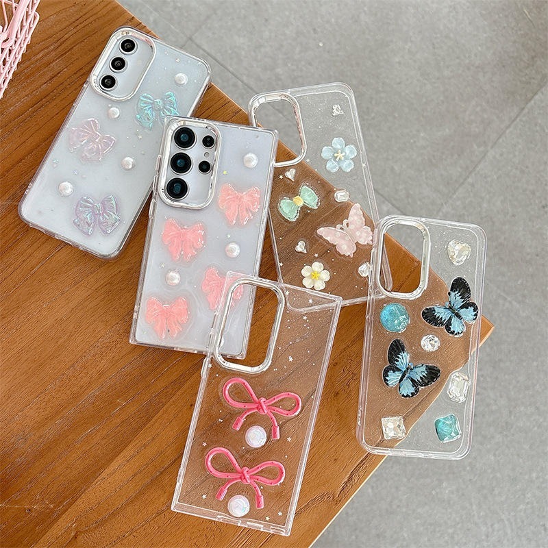 HP 3D โฮโลแกรมริบบิ้น Motif เคสโทรศัพท์สําหรับ Samsung A02 A02S A03 A03S A04 A04E A04S A05 A05S A06 
