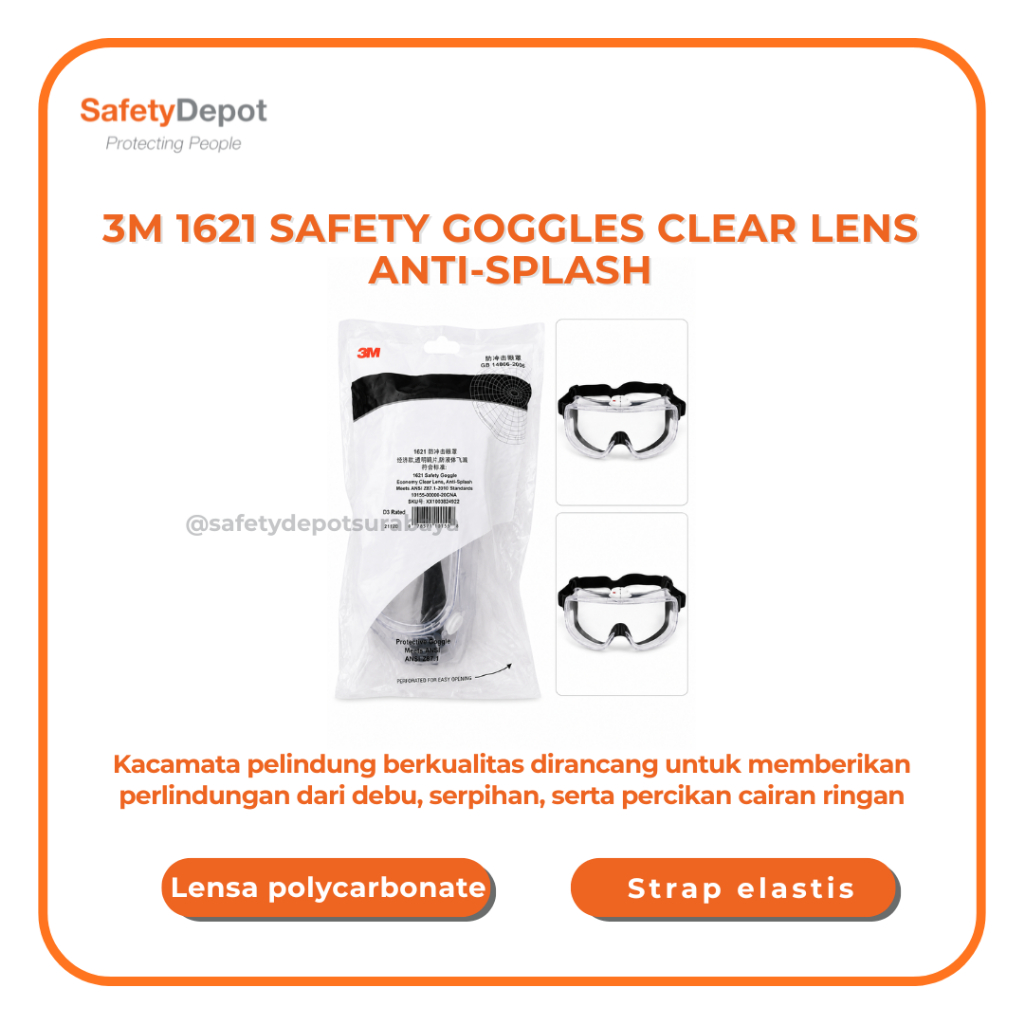 3M 1621 AF แว่นตานิรภัยเลนส์ใส 1621AF