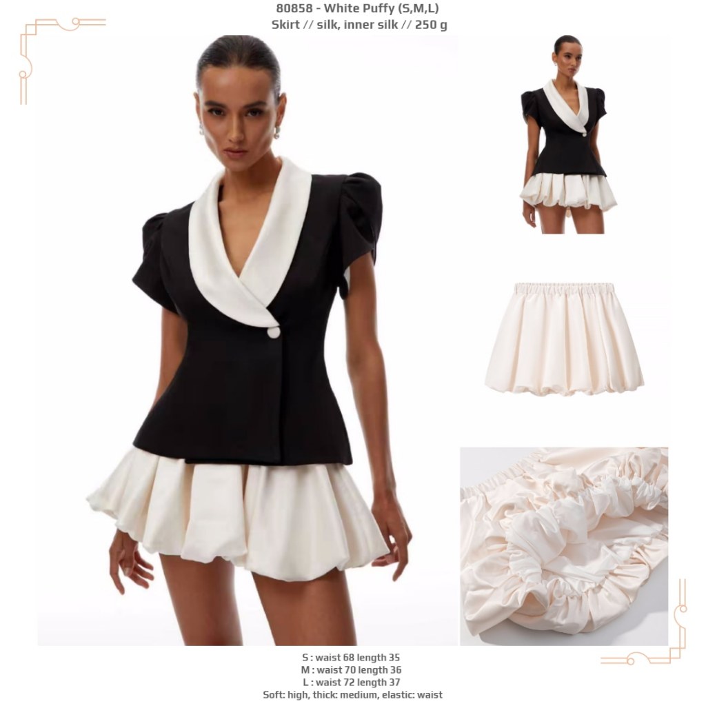 H0HRH - White Puffy (S,M,L) - กระโปรง 260801