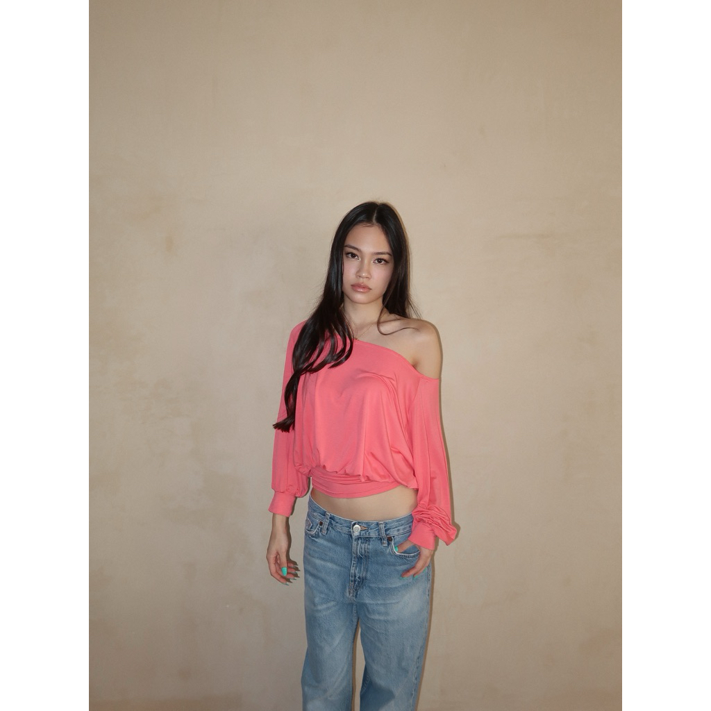 SLOUCHY TOP // RUE Longsleeve Basic Casual Stretch Boatneck Multiways Tshirt