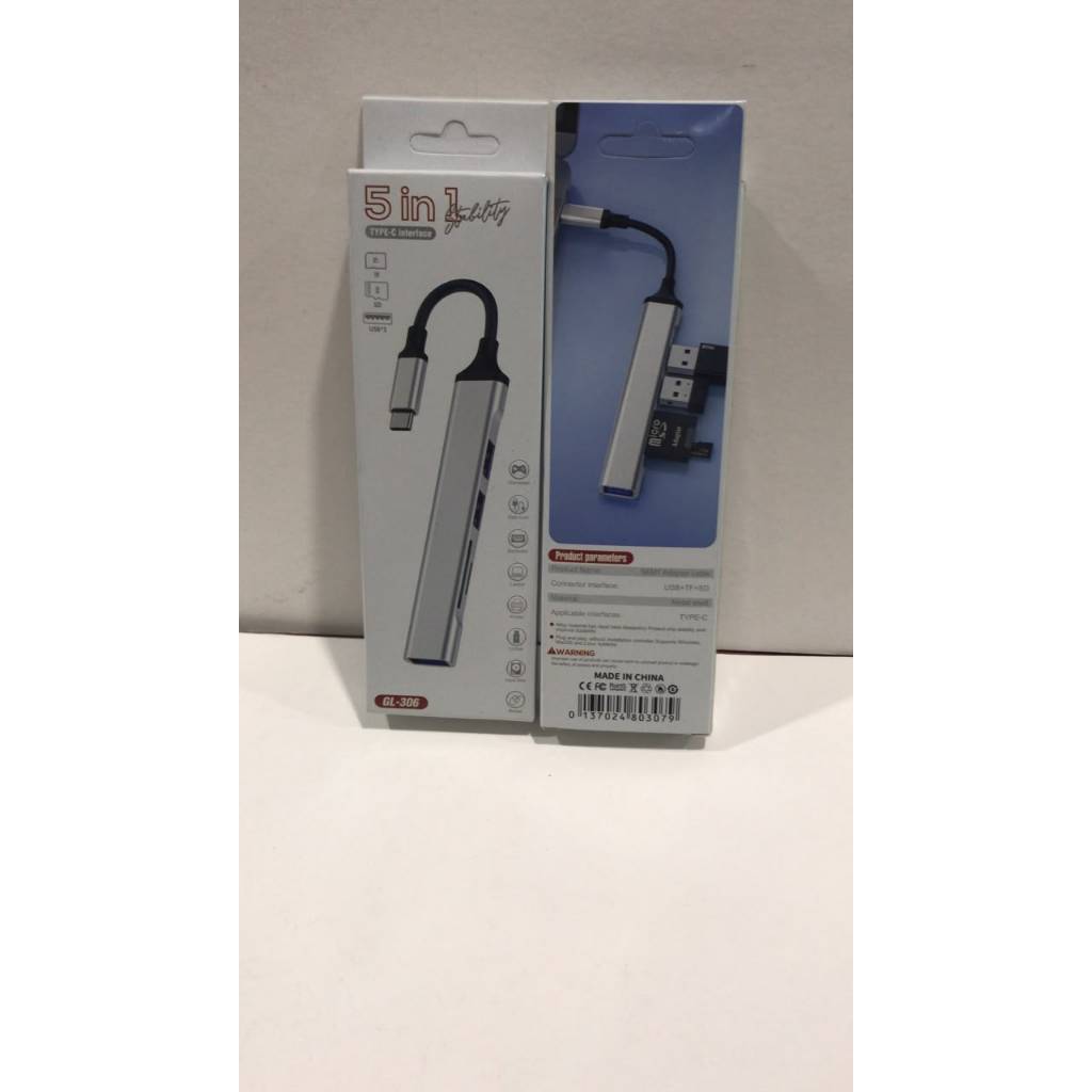 [TR-624] GL-306 – ฮับ Type-C 5 in 1 USB 3.0 + การ์ด TF + การ์ด SD
