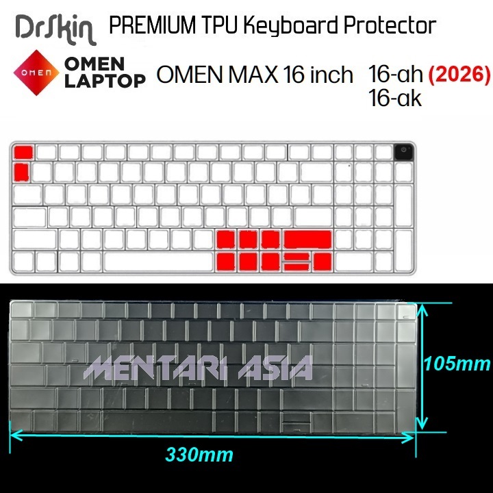 ฟิล์มกันรอยคีย์บอร์ด OMEN MAX 16-ah 16-ak (2026) - DrSkin PREMIUM TPU Clear