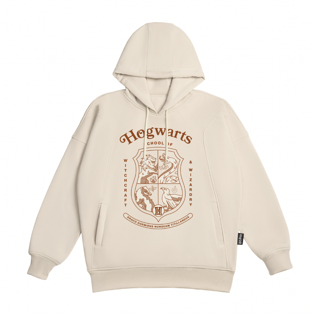 Thesilversky Harry Potter Hogwarts School 2026 Hoodie Pullover Boxy Beige