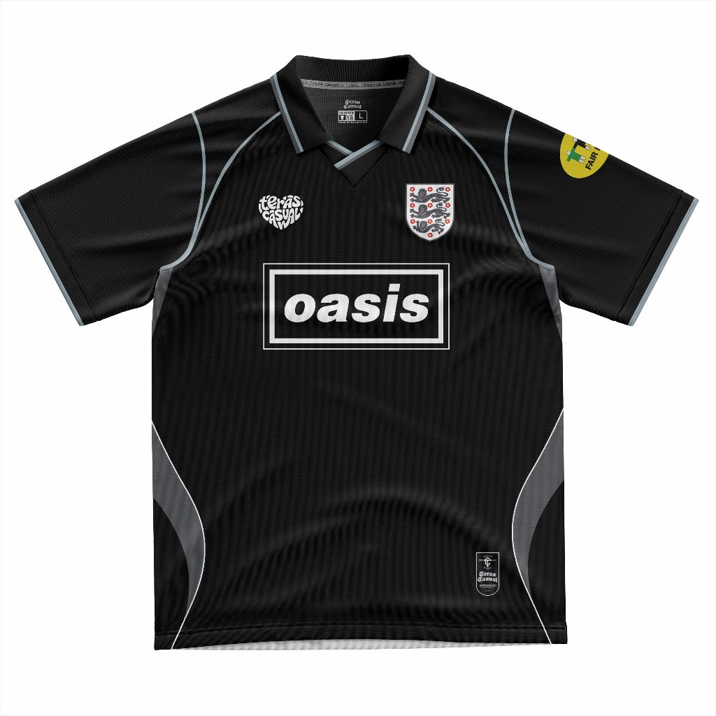 "ENGLAND OASIS BLACK" JERSEY| ไม่จํากัดเพศ ไม่จํากัดเพศ ไม่จํากัดเพศ | เสื้อเจอร์ซีย์เรโทร | เสื้อแข่งCASUAL