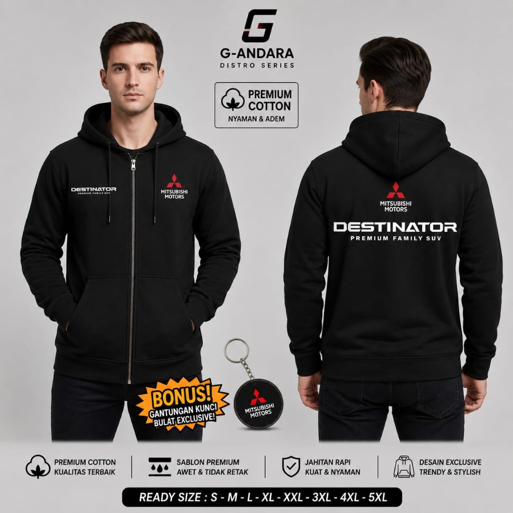 GANTUNGAN HOODIE ZIPPER TSHIRT HOODIE JUMPER COLLAR เสื้อยืด DEST1N4TOR M1TSU81SH1 M0T0RS PREMIUM F4