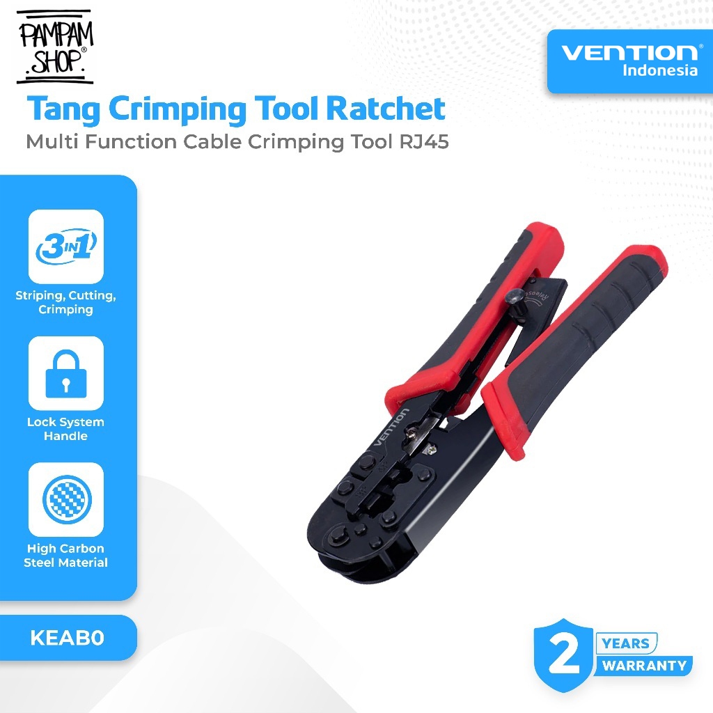 VENTION KEAB0 CRIMPING TOOL Ratchet Multi Function CABLE CRIMPING TOOL RJ45 RJ11 ปอกเปลือก LAN สายโท
