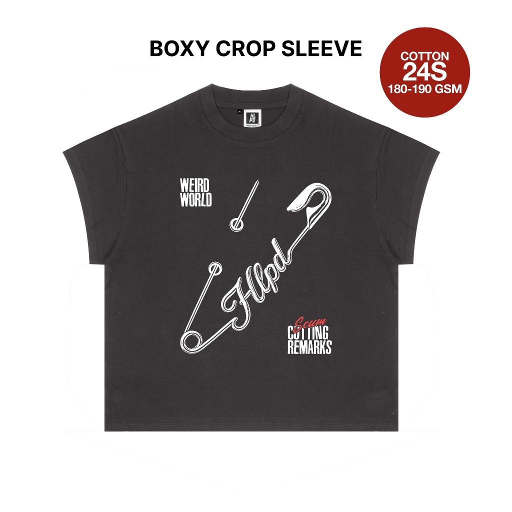 HLPDWorld Weird Boxy Crop Sleeve Tshirt เสื้อยืดผู้ชายและผู้หญิง - Scum
