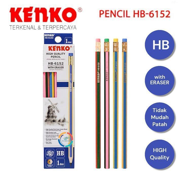 12 HB Kenko HB-6152 Shaved Pencils - Happy Stationery