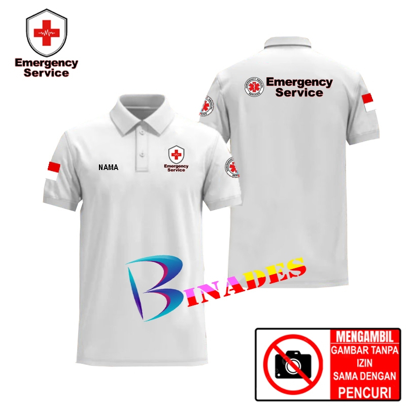 เสื้อโปโล เสื้อคอปก รุ่น EMERGENCY SERVICE ชื่อฟรี - ชุดทํางานเสื้อโปโล EMERGENCY SERVICE DTF Screen