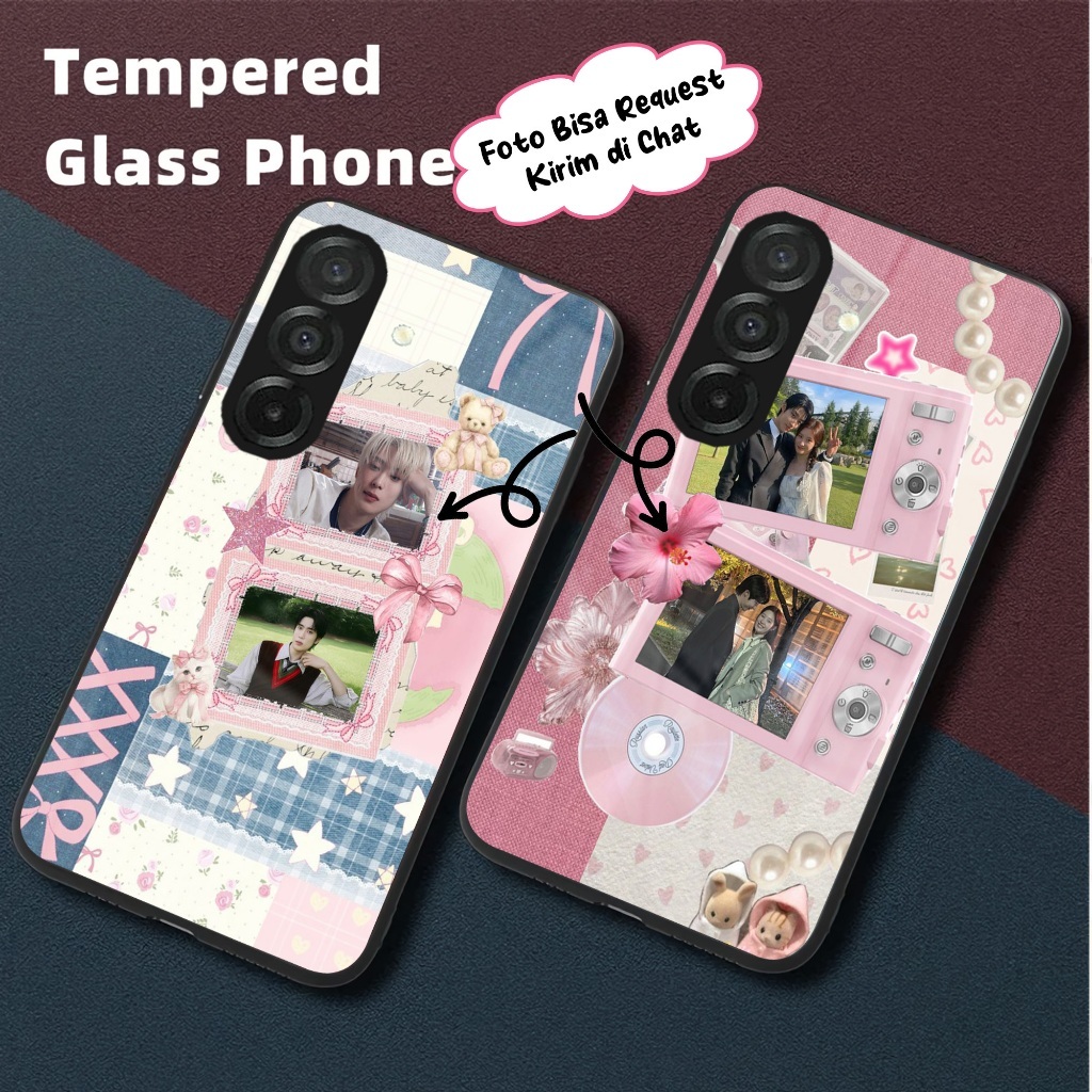 กรณีที่กําหนดเอง Softcase แก้วอะคริลิคสําหรับ Oppo A6C A6X RENO 15F VIVO Y05 Y11D V70 FE S4MSUNG A27
