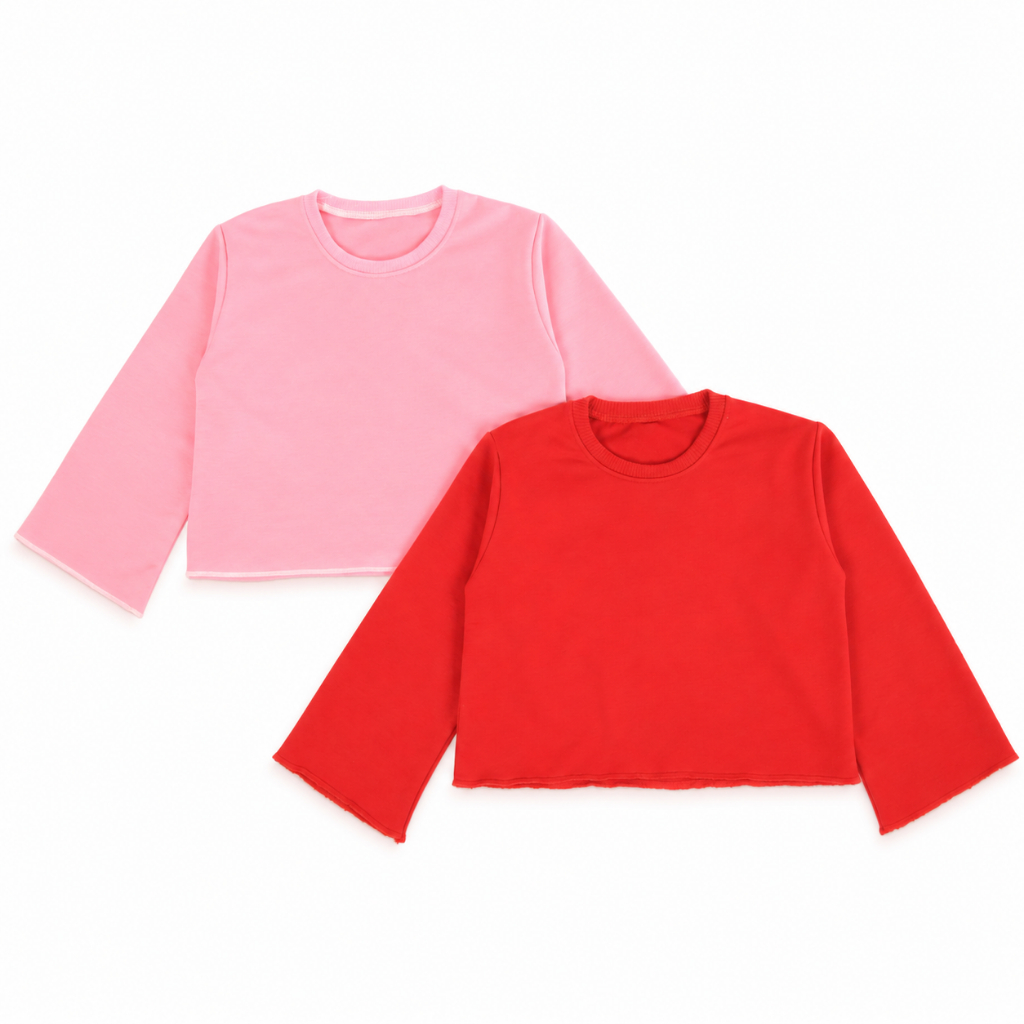 Axxon เสื้อสเวตเตอร์คอกลมเด็กผู้หญิงแขนยาว 4-11 ปี เสื้อครอปธรรมดา ท็อปส์ซูเด็กผู้หญิงระดับพรีเมียม