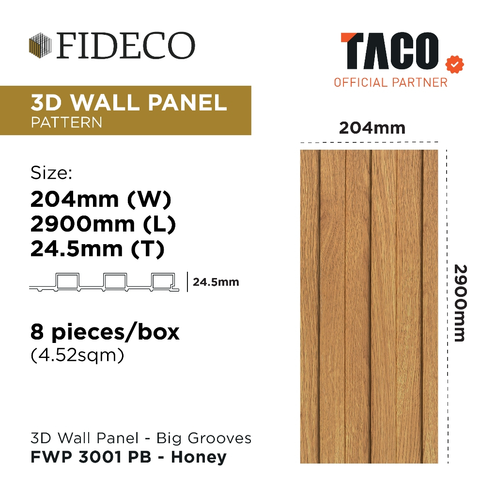 TACO FIDECO WPC 3D Wall Deco Panel Motif
