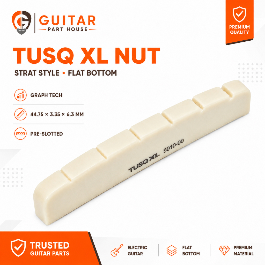 Graph Tech TUSQ XL Nut PQL-5010-00 Slotted Strat Style Flat Bottom 44.75 x 3.35 x 6.3 มม.