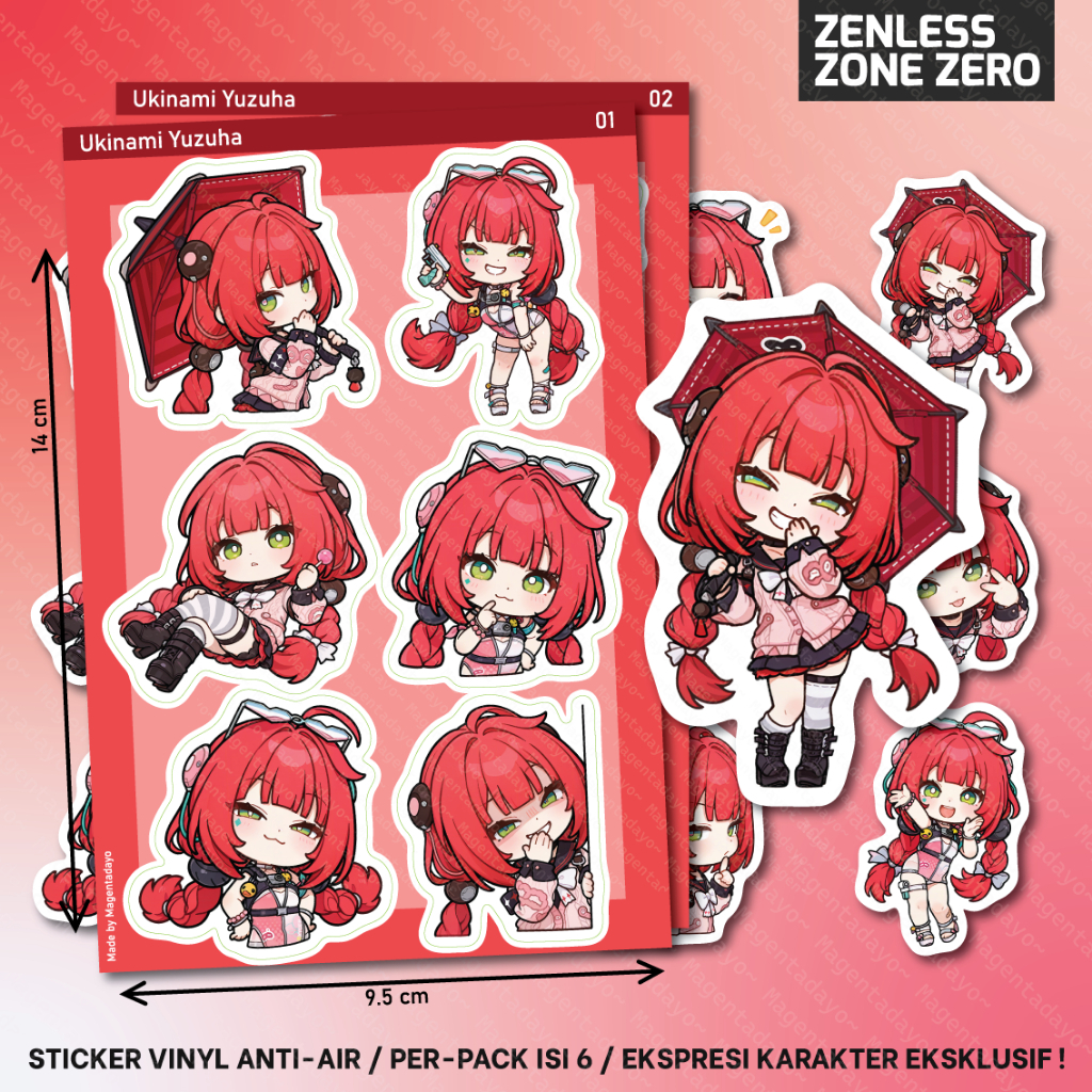 สติ๊กเกอร์ชุด 6 ชิ้น Ukinami Yuzuha ZZZ Zenless Zone Zero Expression Character Exclusive Vinyl กันน้