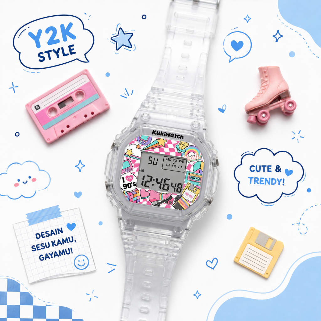 การออกแบบนาฬิกาดิจิทัลยาง Y2K สําหรับ TEENS CUSTOM DESIGN